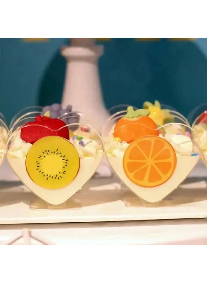10pcs Heart Shaped Mousse Cups Transparent Plastic Dessert Bowls With Lids - Image 3