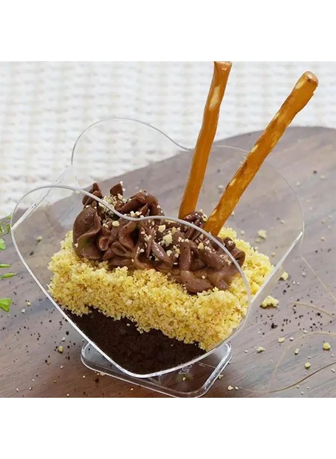 10pcs Heart Shaped Mousse Cups Transparent Plastic Dessert Bowls With Lids - Image 4