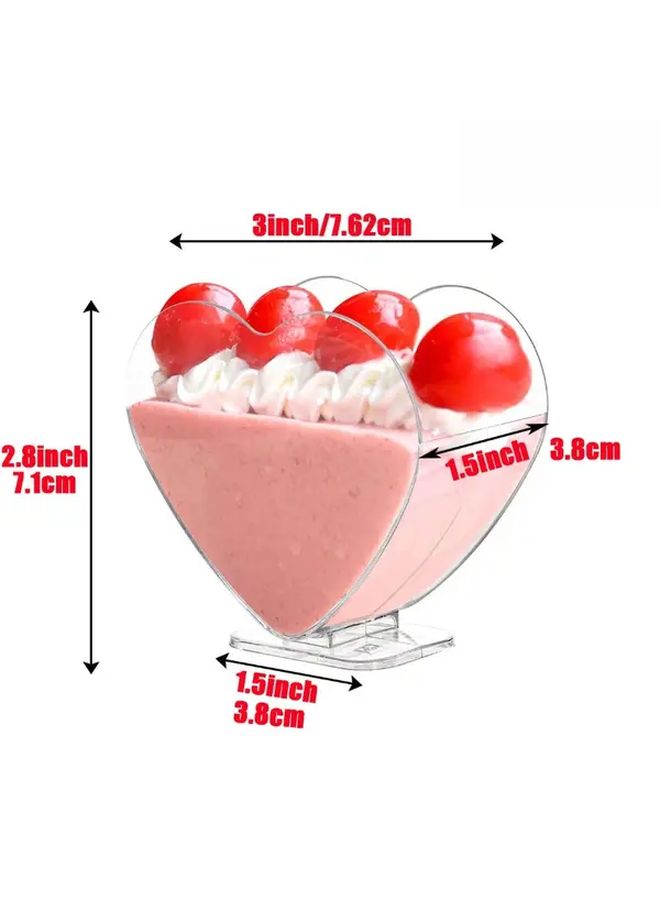 10pcs Heart Shaped Mousse Cups Transparent Plastic Dessert Bowls With Lids - Image 2