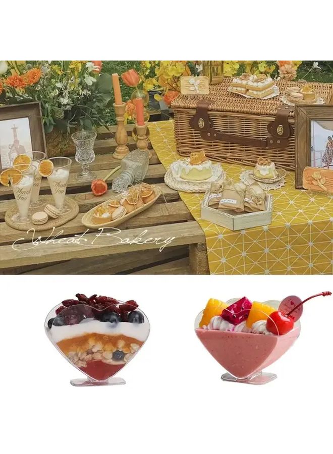10pcs Heart Shaped Mousse Cups Transparent Plastic Dessert Bowls With Lids - Image 5