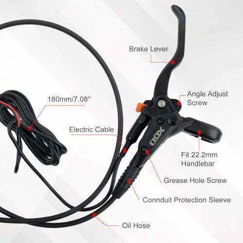 Cloudpower E-Bike Hydraulic Disc Brake Set Electric Power Control Shifter, Aluminum Front 140/160mm Rear 160/180mm Brake Rotors, Left/Right-Front/Rear Braking Direction For Scooter And Motorcycle(front+rear) - Image 4
