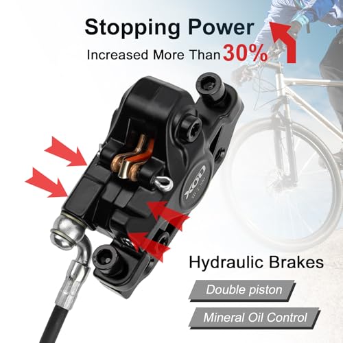 Cloudpower E-Bike Hydraulic Disc Brake Set Electric Power Control Shifter, Aluminum Front 140/160mm Rear 160/180mm Brake Rotors, Left/Right-Front/Rear Braking Direction For Scooter And Motorcycle(front+rear) - Image 3