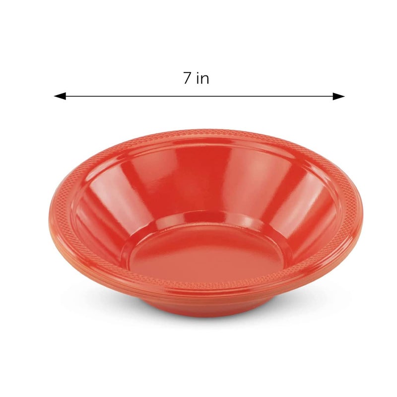 DecorRack 24 Small Plastic Bowls  7 inch Disposable Popcorn  Soup  and Salad Bowls  Kids Birthday and Holiday Party Supplies  Fruit Snack Serving Bowl 12 oz  Orange (Pack of 24) - Image 2