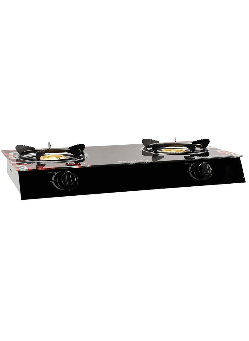 Microplus - Two Burner Gas Stover w/ Auto Ignition | Glass Top | Compact Design | PS-8006 | Kitchen Appliances | - Image 1