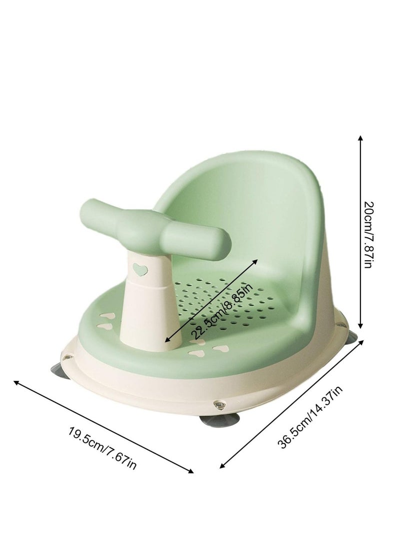 عام مقعد حمام طفل غير انزلاق مع تصميم قابل للتنفس مقعد حوض استحمام آمن ومريح للأطفال الرضع مقعد دش طفل إيرغونومي مع أكواب امتصاص قوية كرسي حمام طفل أخضر طازج محمول لمدة 0-3 سنوات - Image 3