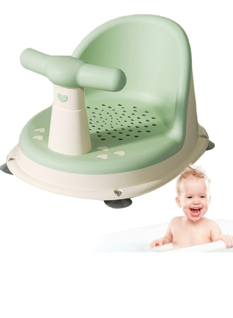 عام مقعد حمام طفل غير انزلاق مع تصميم قابل للتنفس مقعد حوض استحمام آمن ومريح للأطفال الرضع مقعد دش طفل إيرغونومي مع أكواب امتصاص قوية كرسي حمام طفل أخضر طازج محمول لمدة 0-3 سنوات - Image 1