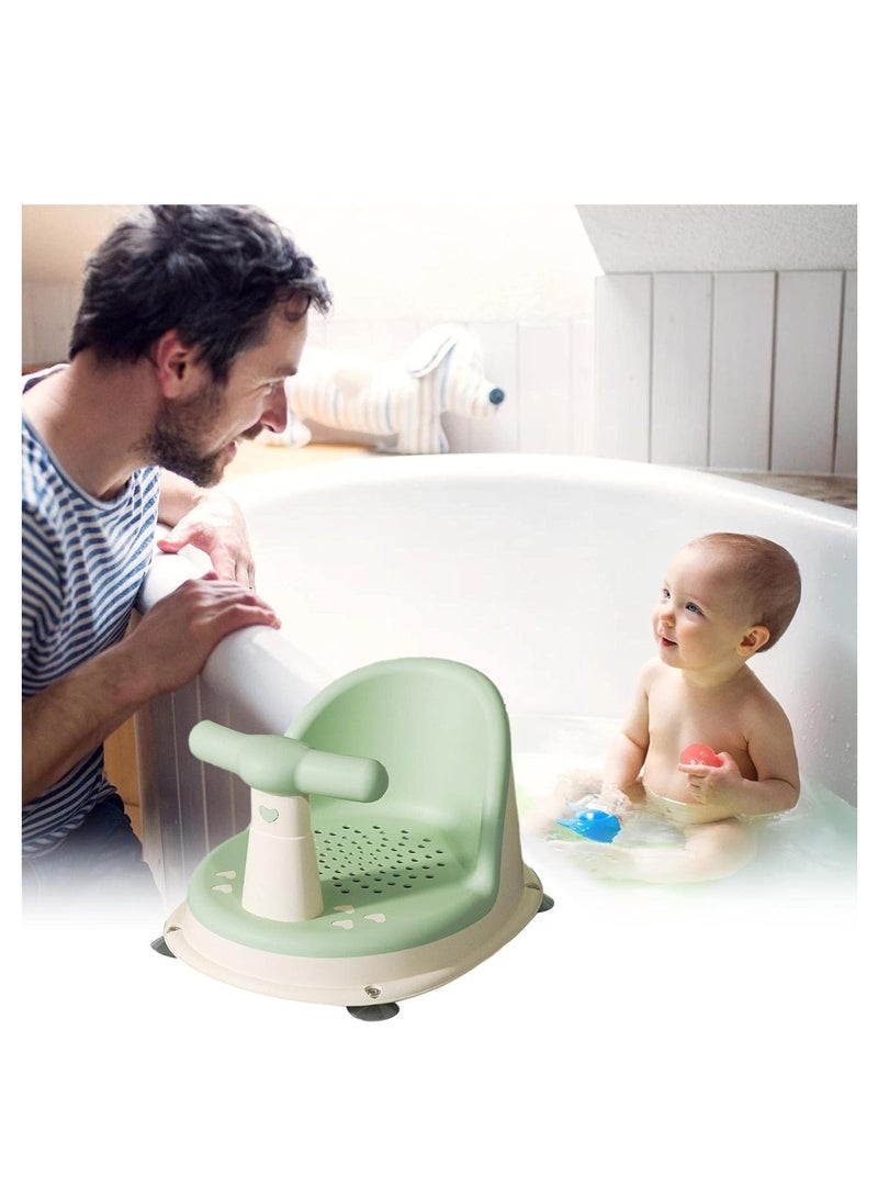 عام مقعد حمام طفل غير انزلاق مع تصميم قابل للتنفس مقعد حوض استحمام آمن ومريح للأطفال الرضع مقعد دش طفل إيرغونومي مع أكواب امتصاص قوية كرسي حمام طفل أخضر طازج محمول لمدة 0-3 سنوات - Image 4