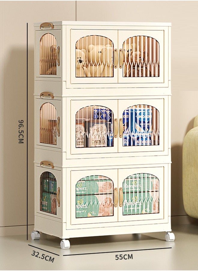 NKX 3 Layers Stylish Multi-Functional Storage Cabinet Wardrobe  - Image 1