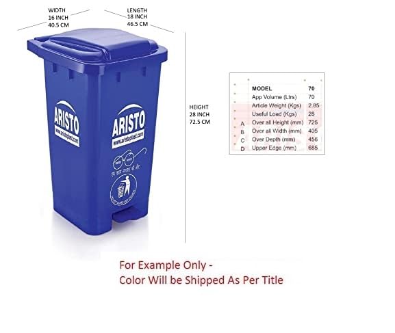 Aristo Aristo Plastic Pedal Garbage Waste Dustbin 70 LTR GREEN/YELLOW - Image 2