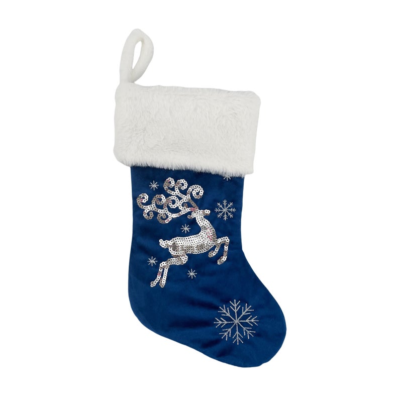 CHRISTMAS MAGIC جوارب مع غزال أزرق/فضي 40 سم - Image 1