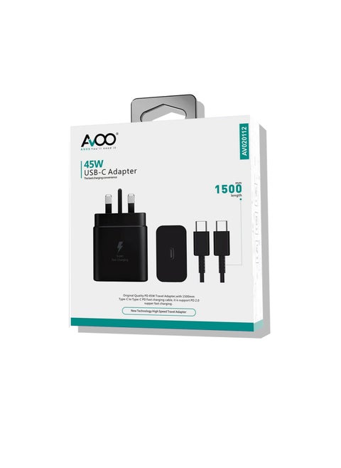 Fast charger for Samsung Galaxy, charger head with 45W charging cable, compatible with S23 Ultra, S23 Plus, S23, S23, S22 Ultra, S22, S21 Ultra, S21, S21, A54, A53, A52, A32 - 45W with Type-C cable.