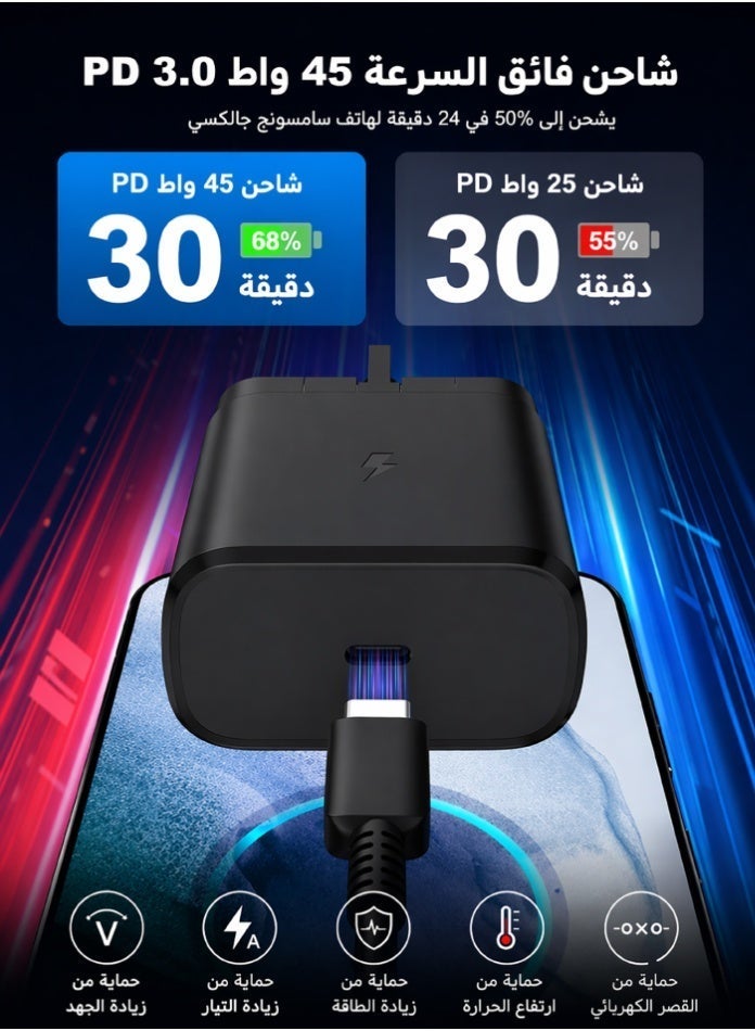 أفو شاحن سريع من أفو مع رأس شاحن مع كابل شحن 45 واط , اس 23 الترا اس 23 بلس اس 23 واس 23 واس 22 الترا واس 22 واس 21 الترا واس 21 واس 21 وايه 54 وايه 53 وايه 52 وايه 32-45 واط مع كابل نوع سي - Image 5