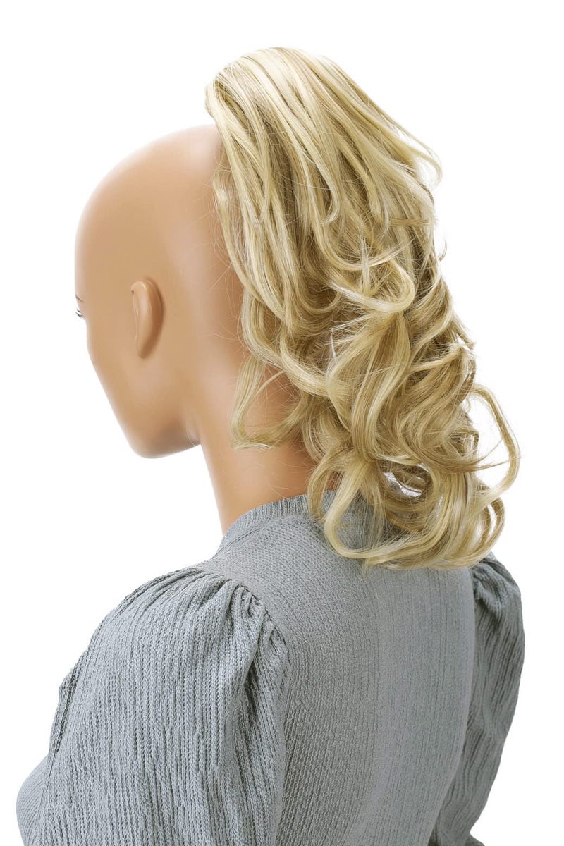 CAISHA 14 Wavy Clip On Ponytail With Butterfly Clip Hairpiece Heatresistant Synthetic Fibres Blonde Mix H87