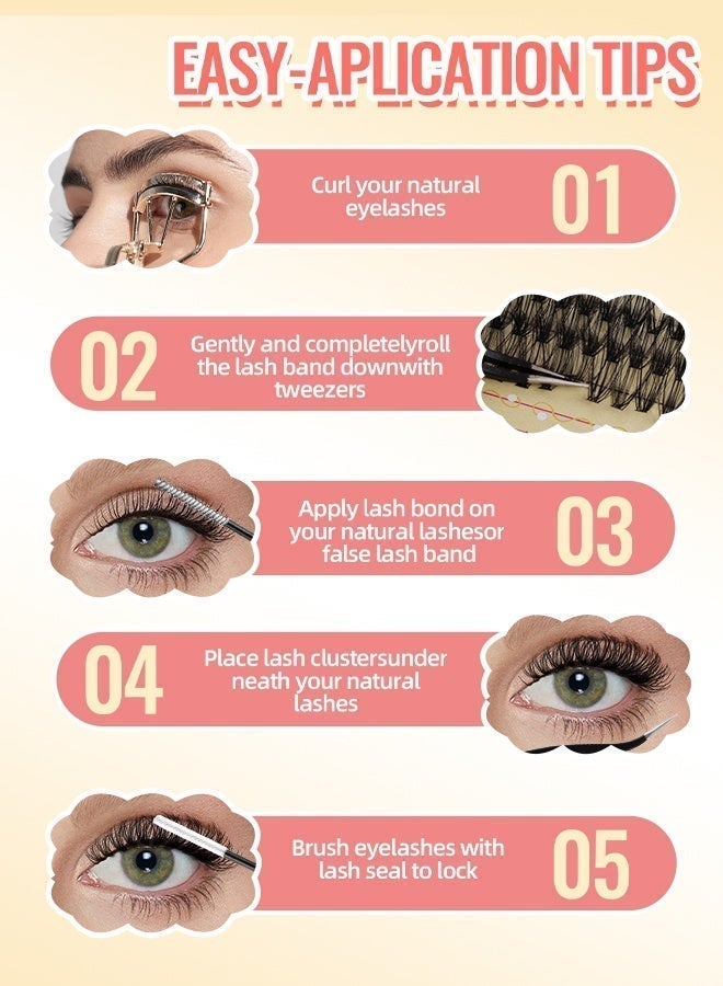 CMAYOME Thick false eyelashes 50D+60D+80D+100D single cluster hair 8-16mm, 480 clusters of large-capacity eyelashes, curled and thick mixed false eyelashes, with tweezers and brush - Image 4