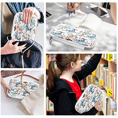 ZZKKO Animal Llama Pencil Bag Case Zipper Pencil Holder Organizer Stationary Pen Bag Cosmetic Makeup Bag Pouch Purse for School Office Supplies - Image 4
