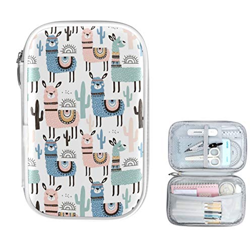 ZZKKO Animal Llama Pencil Bag Case Zipper Pencil Holder Organizer Stationary Pen Bag Cosmetic Makeup Bag Pouch Purse for School Office Supplies - Image 1