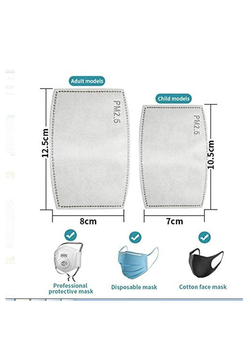 Adult PM2.5 Activated Carbon Filter PM2.5 Mask Filters for Face Mask 5 Layers Replaceable Anti Haze Dust Fog Proof Filters for Cotton Mouth Face Cover Outdoors 50 Pcs - Image 2