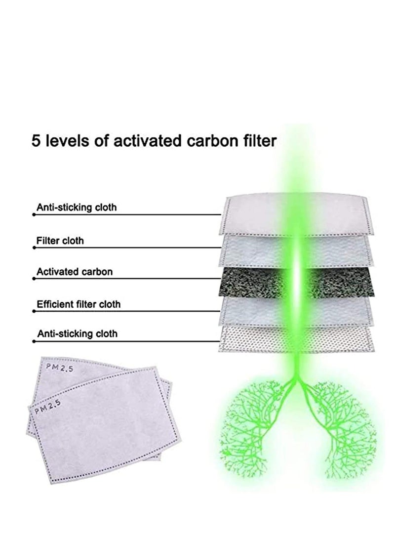 Adult PM2.5 Activated Carbon Filter PM2.5 Mask Filters for Face Mask 5 Layers Replaceable Anti Haze Dust Fog Proof Filters for Cotton Mouth Face Cover Outdoors 50 Pcs - Image 4