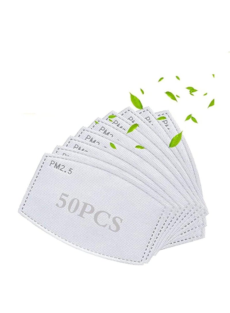 Adult PM2.5 Activated Carbon Filter PM2.5 Mask Filters for Face Mask 5 Layers Replaceable Anti Haze Dust Fog Proof Filters for Cotton Mouth Face Cover Outdoors 50 Pcs - Image 1