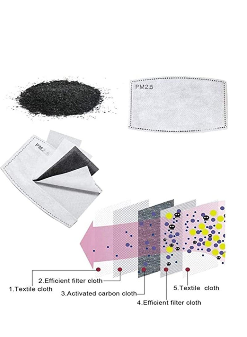 Adult PM2.5 Activated Carbon Filter PM2.5 Mask Filters for Face Mask 5 Layers Replaceable Anti Haze Dust Fog Proof Filters for Cotton Mouth Face Cover Outdoors 50 Pcs - Image 3