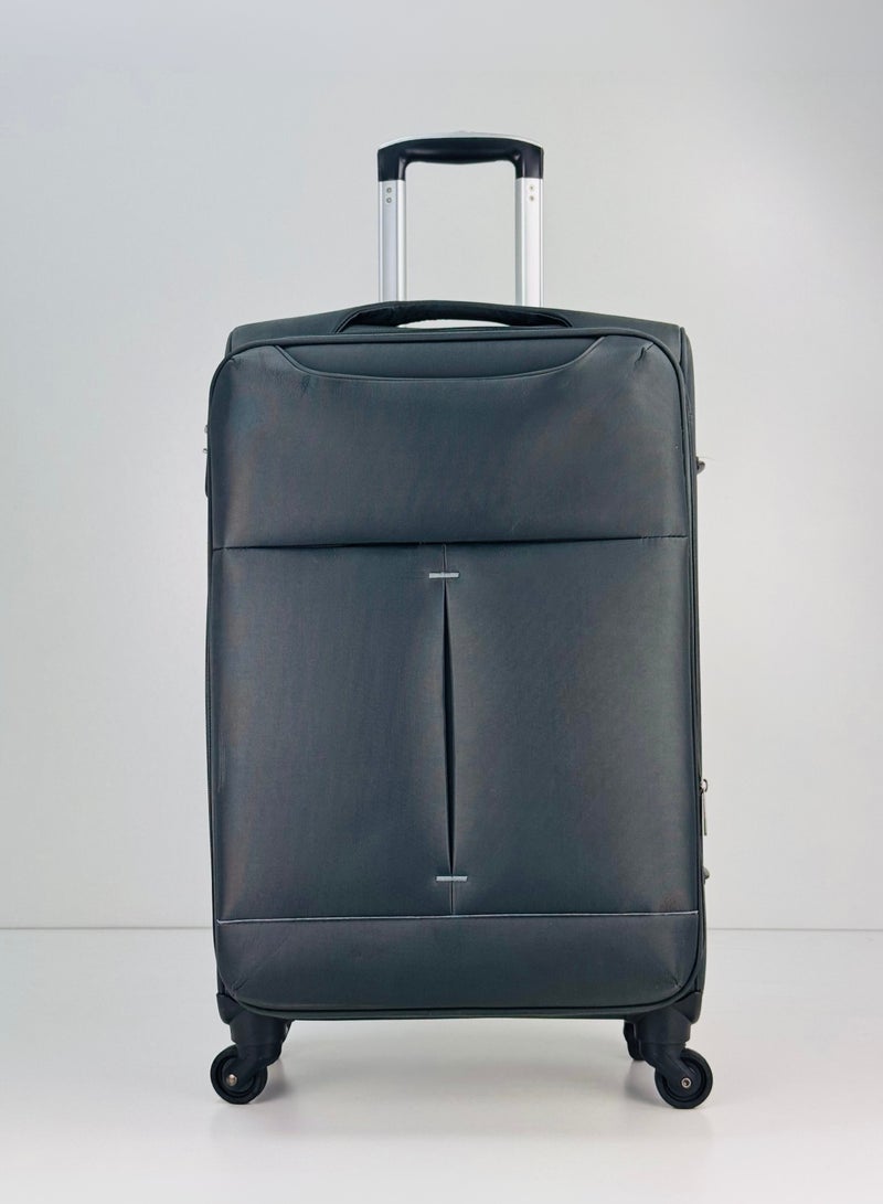 SAW & SEE 3-Piece Softside Expandable Luggage Set – Lightweight Nylon-Cotton Travel Suitcase with Combination Lock, 360° Rotating Spinner Wheels, Durable Water proof Fabric, Adjustable Telescopic Handle, Large, Medium & Carry-On Trolley Suitcase Bags (20''/24''/28'') – DARK GREY - Image 4