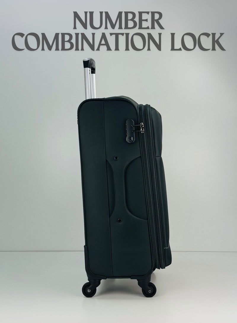 SAW & SEE 3-Piece Softside Expandable Luggage Set – Lightweight Nylon-Cotton Travel Suitcase with Combination Lock, 360° Rotating Spinner Wheels, Durable Water proof Fabric, Adjustable Telescopic Handle, Large, Medium & Carry-On Trolley Suitcase Bags (20''/24''/28'') – DARK GREY - Image 5