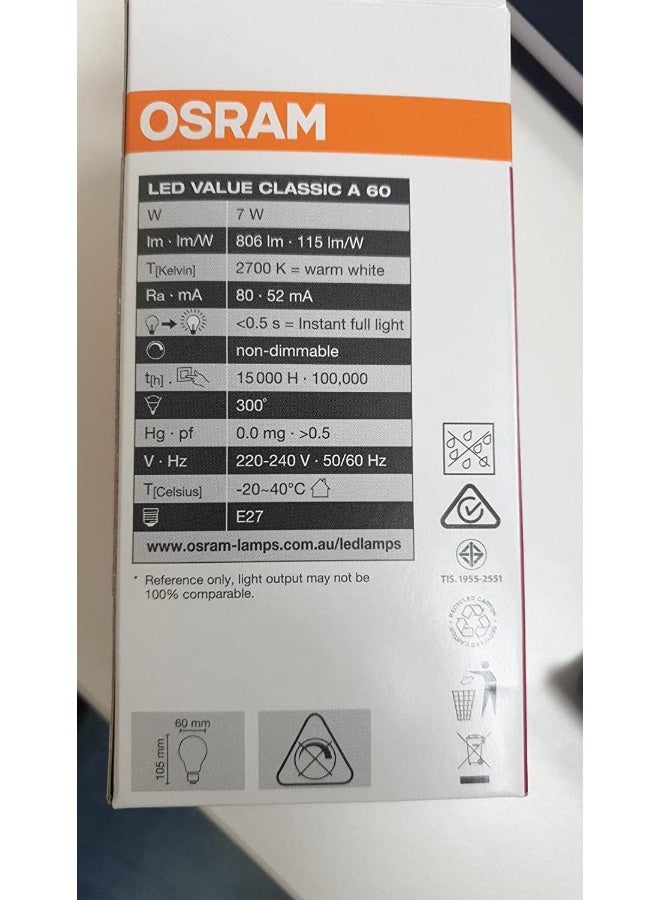 OSRAM Led Lamp Classic A 60 7W/E27 Warm White Clear - Image 4
