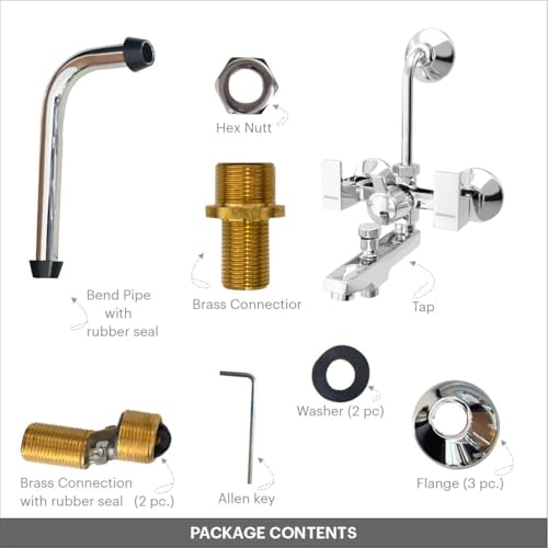 Johnson Bathrooms Johnson Nova Wall Mixer 2 in 1 with Bend Pipe | Space Saving | Provision for Hot & Cold Water| Versatile Faucet for Kitchens and Bathrooms| 10 Years Warranty - Image 3