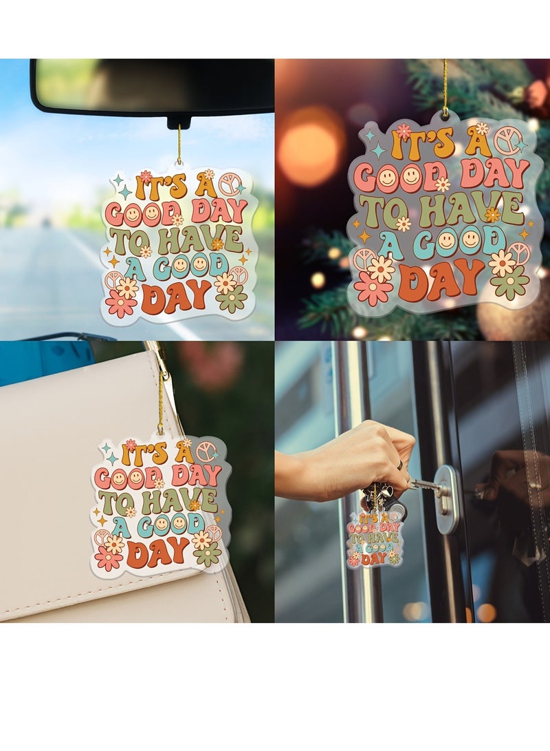 Generic 1pc Cute Text Sign 2D Flat Acrylic Pendant, Car Rearview Mirror Decorative Pendant, Bag And Key Chain Accessories  - Image 2