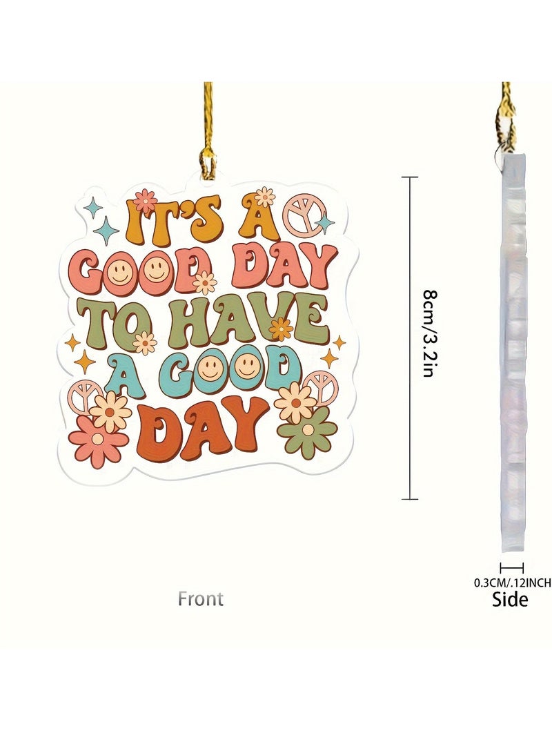Generic 1pc Cute Text Sign 2D Flat Acrylic Pendant, Car Rearview Mirror Decorative Pendant, Bag And Key Chain Accessories  - Image 3