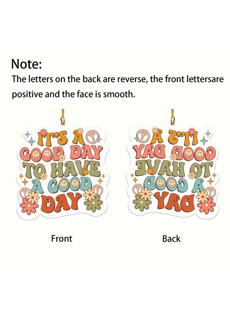 Generic 1pc Cute Text Sign 2D Flat Acrylic Pendant, Car Rearview Mirror Decorative Pendant, Bag And Key Chain Accessories  - Image 4