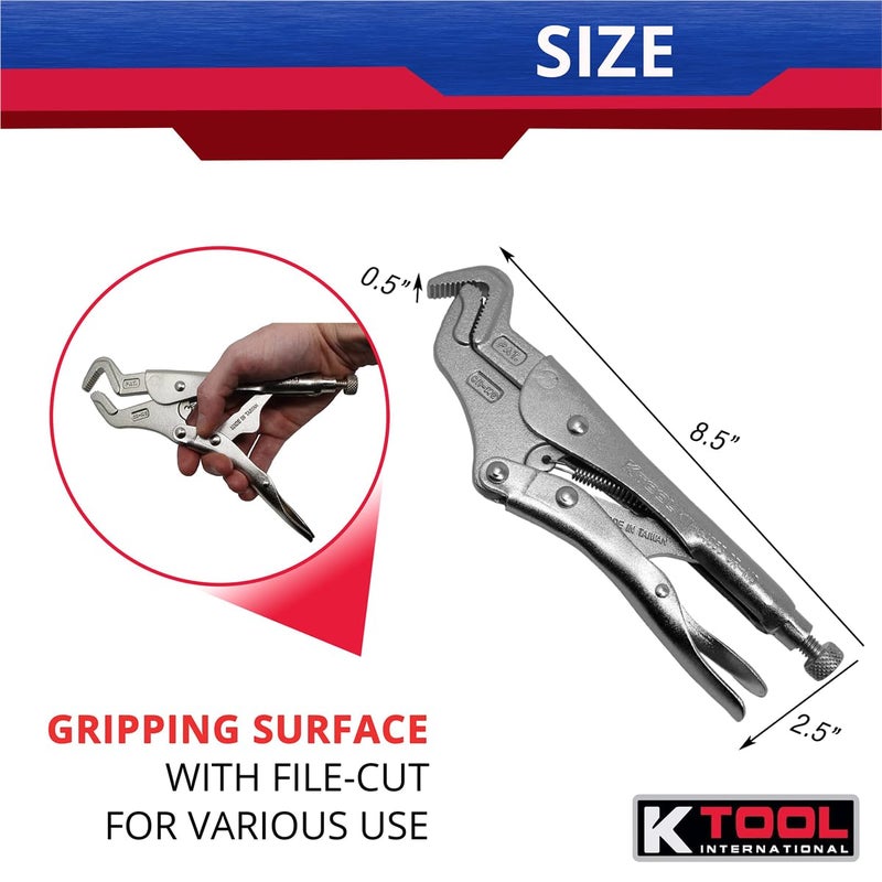 K-Tool International K Tool International 54053 Parrot Nose Adjustable Pliers, Non Slip Three Side Jaw Grip, Chrome Molybdenum Steel Construction, File Cut Gripping Surface, Heavy Duty Hand Tool - Image 5