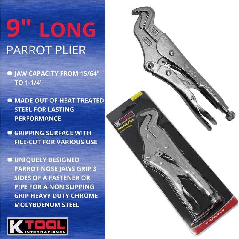 K-Tool International K Tool International 54053 Parrot Nose Adjustable Pliers, Non Slip Three Side Jaw Grip, Chrome Molybdenum Steel Construction, File Cut Gripping Surface, Heavy Duty Hand Tool - Image 3
