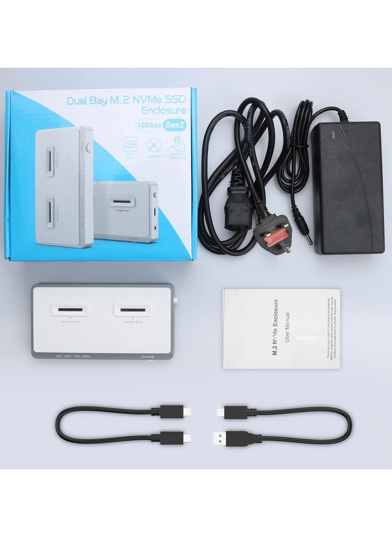 Generic - 10 Gbps Dual-Bay M.2 NVMe Duplicator 2 Bay Offline Clone Docking Station, USB C to NVME SSD Enclosure for M Key NVMe PCIe 2242 2260 2280 22110 M.2 SSDs - Image 1