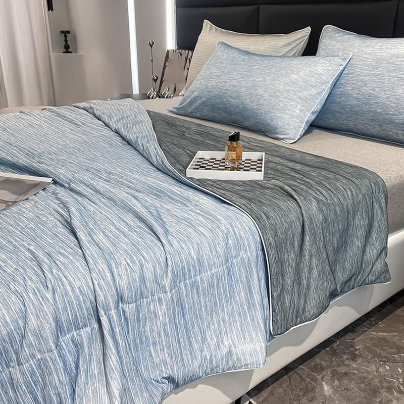 GIZNXBA Reversible Cooling Comforter for All Season Down Alternative Duvet for Hot Sleepers and Night Sweats,Washable Lightweight Cooling Blanket for Summer(Color:/Blue B,Size:200X230 cm) - Image 1