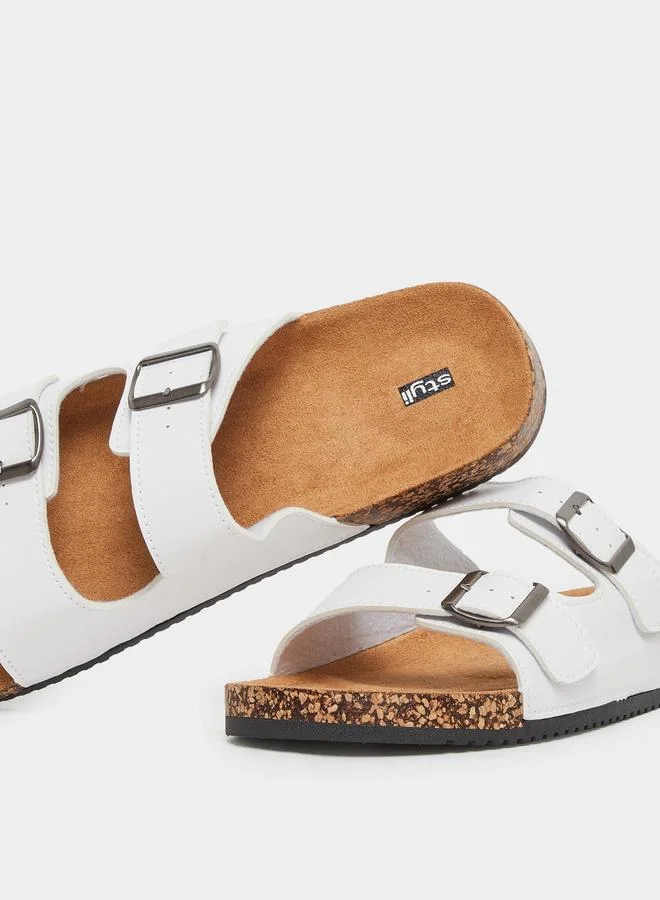 Styli Styli Double Buckle Detail Slip In Sandals