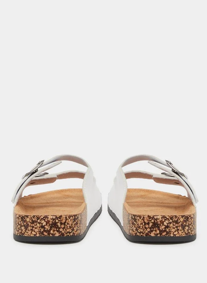 Styli Styli Double Buckle Detail Slip In Sandals