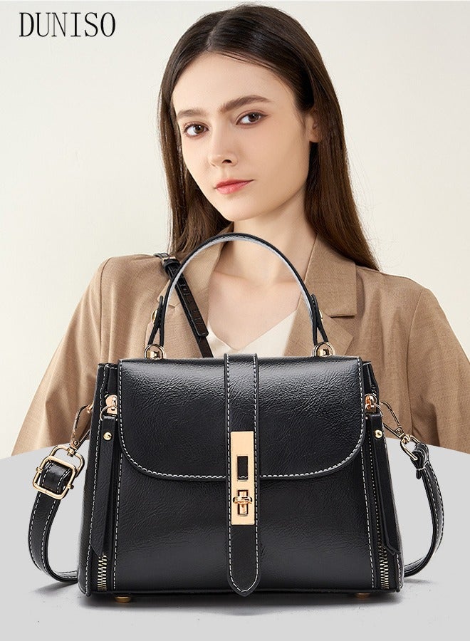 DUNISO Women's Vintage Tote Bag Handbags with Large Capacity Faux Leather Shoulder Bag Ladies Fashion Designer Satchel Crossbody Bag with Detachable Strap for Ladies  - Image 1