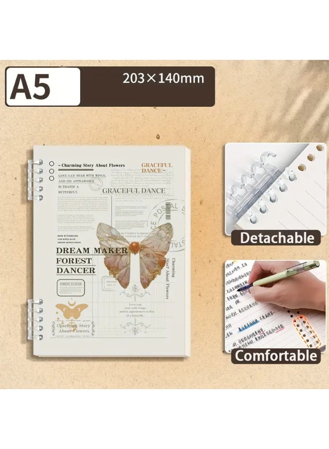 Generic Aesthetic Butterfly-Themed Loose-Leaf Notebook A5/B5 – 60 Sheets (120 Pages) Lined Paper, Tearable Pages with Ring Binding, Soft Waterproof PP Cover, Refillable Spiral Binder Journal for School, Office, Daily Writing, Gifts & DIY Stationery  - Image 5