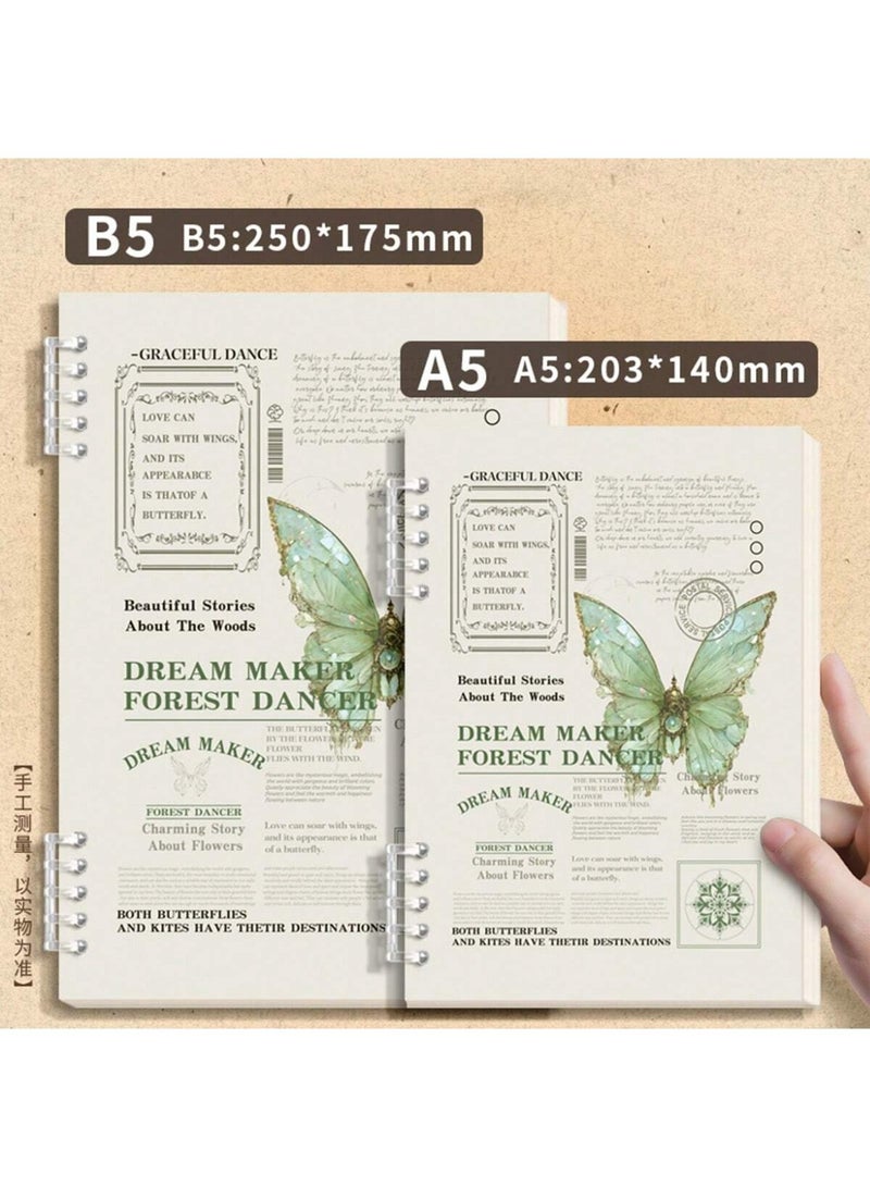 Generic Aesthetic Butterfly-Themed Loose-Leaf Notebook A5/B5 – 60 Sheets (120 Pages) Lined Paper, Tearable Pages with Ring Binding, Soft Waterproof PP Cover, Refillable Spiral Binder Journal for School, Office, Daily Writing, Gifts & DIY Stationery  - Image 3