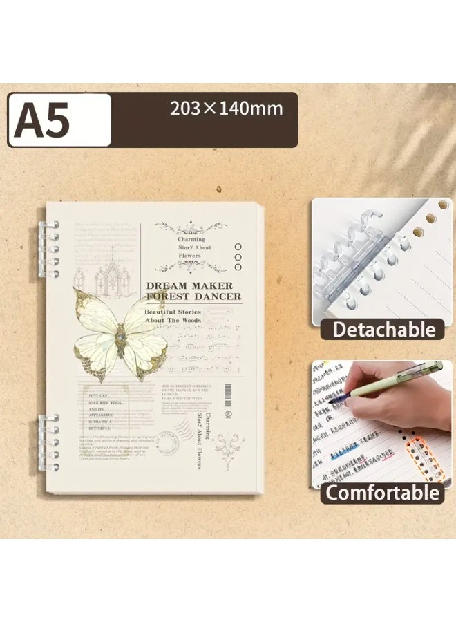 Generic Aesthetic Butterfly-Themed Loose-Leaf Notebook A5/B5 – 60 Sheets (120 Pages) Lined Paper, Tearable Pages with Ring Binding, Soft Waterproof PP Cover, Refillable Spiral Binder Journal for School, Office, Daily Writing, Gifts & DIY Stationery  - Image 4