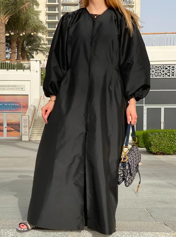 Moistreet Bubble Sleeves & Gather Details  Abaya Set