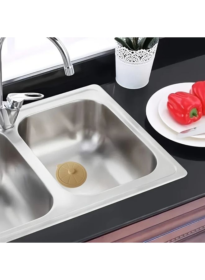 V Top Bathtub Stopper Kit 3.75 Inches Drain Stopper Beige Yellow For Bathroom Drainage Openings Kitchen Sink Odor And Insect Prevention Water Blocking - Image 2
