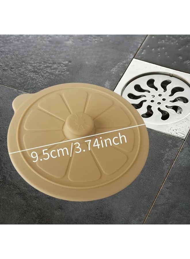 V Top Bathtub Stopper Kit 3.75 Inches Drain Stopper Beige Yellow For Bathroom Drainage Openings Kitchen Sink Odor And Insect Prevention Water Blocking - Image 3