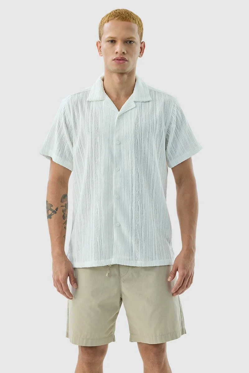 سنيتش قميص أبيض بقصة مريحة مطاطي