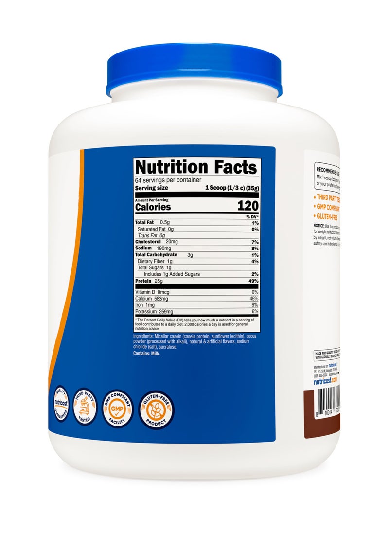 Nutricost - Casein Protein - Micellar Casein, Chocolate, 25 G Protein Per Serving, 64 Servings, 5 Lb Per Container Chocolate Naturally And Artificially Flavored Net Wt.5 Lb - Image 1