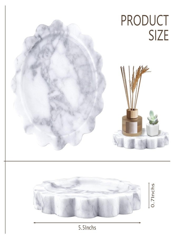 GUBEARE Round Marble Tray with Scalloped Edge, Natural Small Marble Tray for Decorative Jewelry Candle Lotion - Image 3