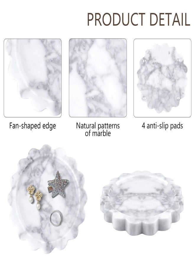 GUBEARE Round Marble Tray with Scalloped Edge, Natural Small Marble Tray for Decorative Jewelry Candle Lotion - Image 5