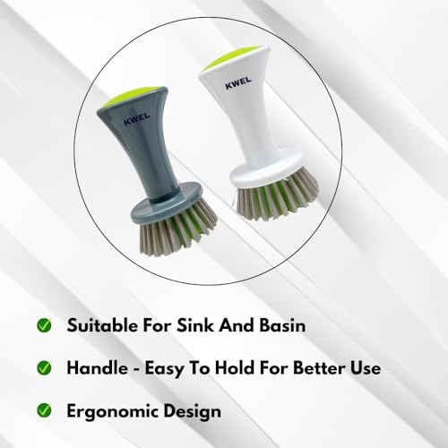 KWEL Wash Basin Kitchen Cleaning Plastic Handy Brush for Multipurpose Cleaning Brush with Plastic Handle/Nylon - Set of 2 (Multicolor) - Image 4