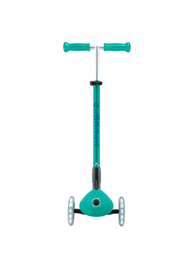 Globber Primo Foldable Plus Lights 3-wheel Kick Scooter in Emerald Green - Image 5